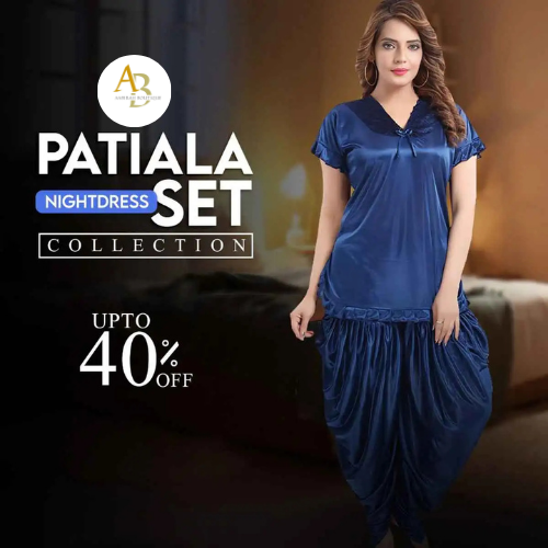 New Patiyala Style 2Pcs Silk Comfortable Night Suit